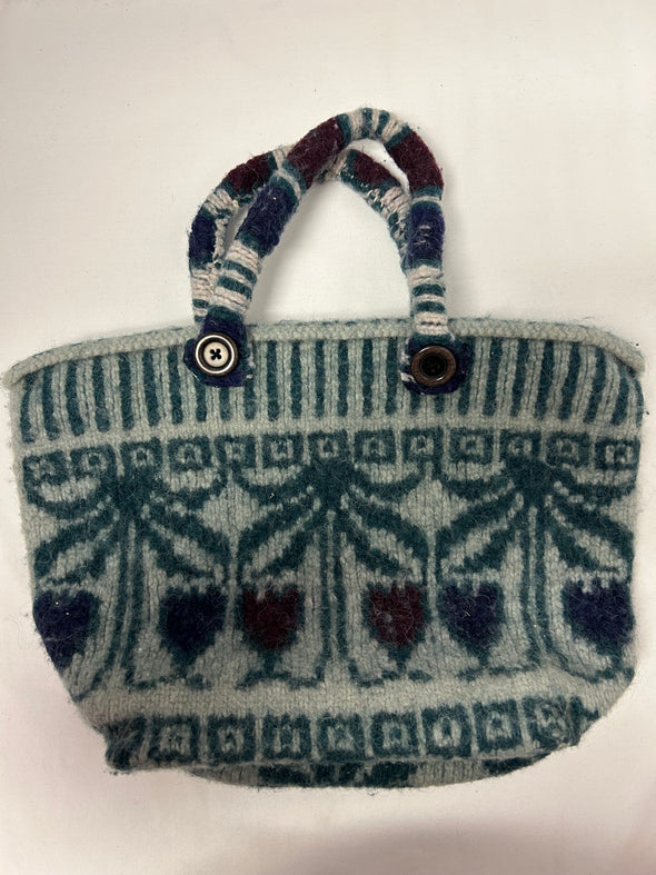 Felted Wool Purse, Multi Shades of Green/Blue/Red/Grey