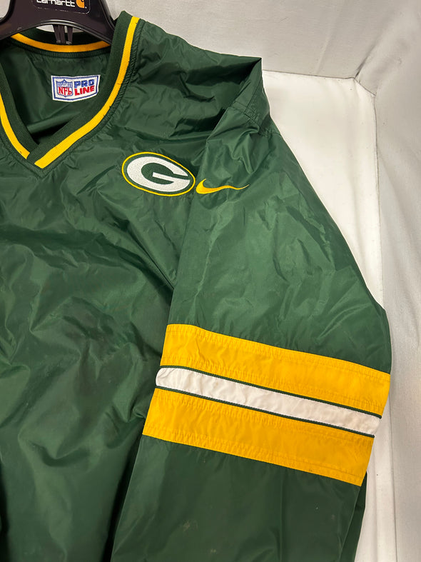 V-Neck Long Sleeve NFL Football Team Jersey, Green, Size Large