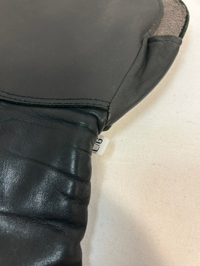 Men's Black Leather Gauntlet Gloves, Black, Large