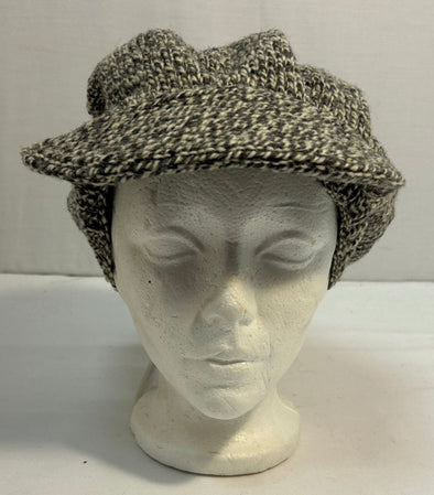 Ladies Winter Wool Hat, Grey/White Tweed, One Size, NEW