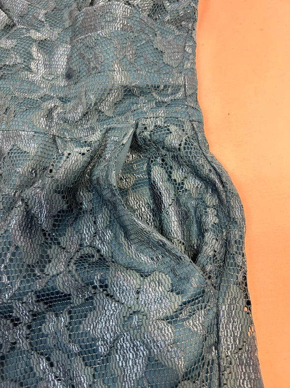 Slip Style/Strapless Dress, Lined, Blue Lace, Size 2