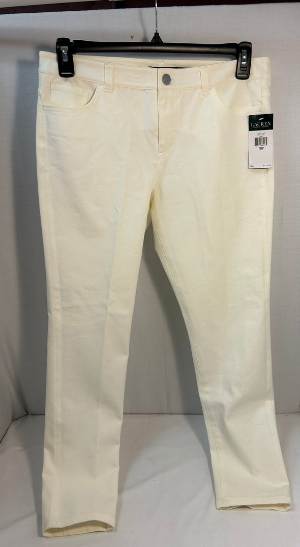 Ladies Stretch Jeans, Cream, 10P, NEW