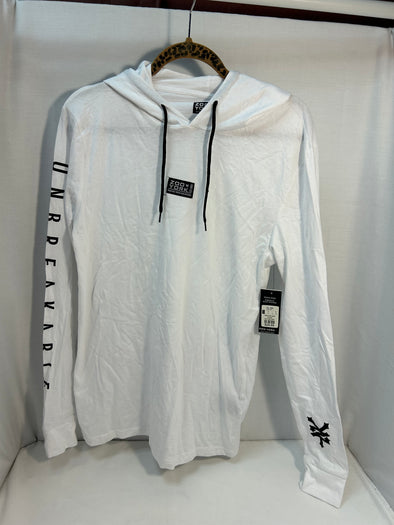 Long Sleeve Hoodie, White, Size Small