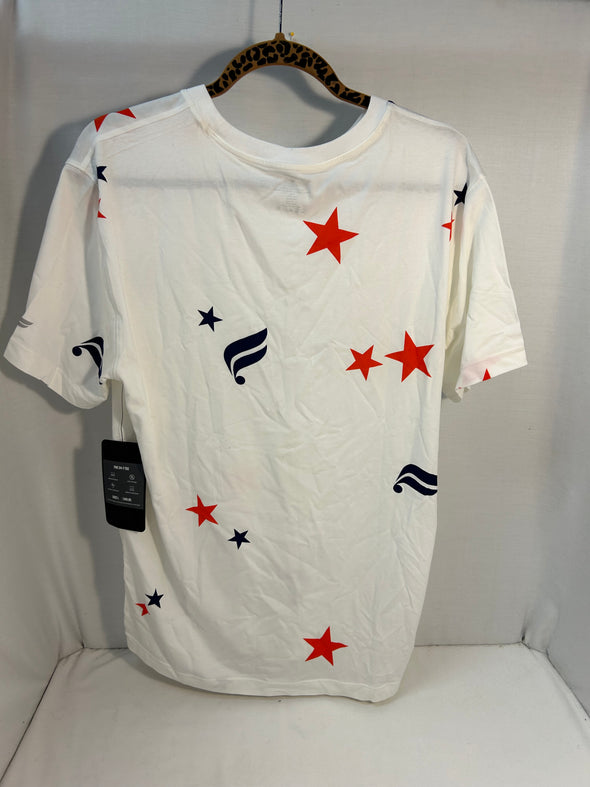 Ladies Short Sleeve T-Shirt, White/Stars, Size Large