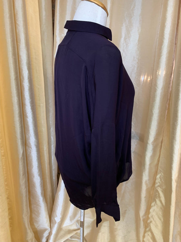 Ladies Drop Shoulder Purple Blouse, 100% Silk, Size Small, NEW