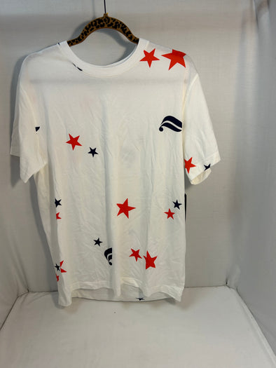 Ladies Short Sleeve T-Shirt, White/Stars, Size Large