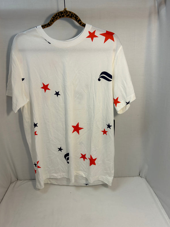 Ladies Short Sleeve T-Shirt, White/Stars, Size Large