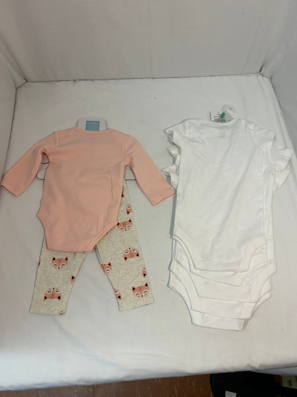 Infant Girl's 7  Piece Set, Body Suit & Pants, 5 SS Onesies, 3 Months