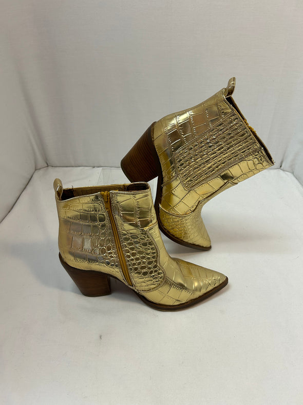 Ankle Boots, Metallic Gold Colour, Size 9W, Gently Used