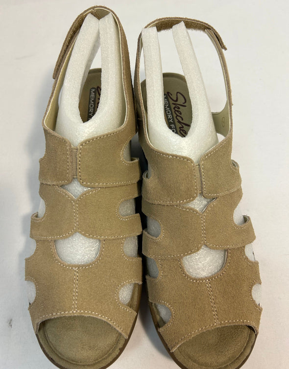 Ladies Wedge Sandals, Beige, Size 7