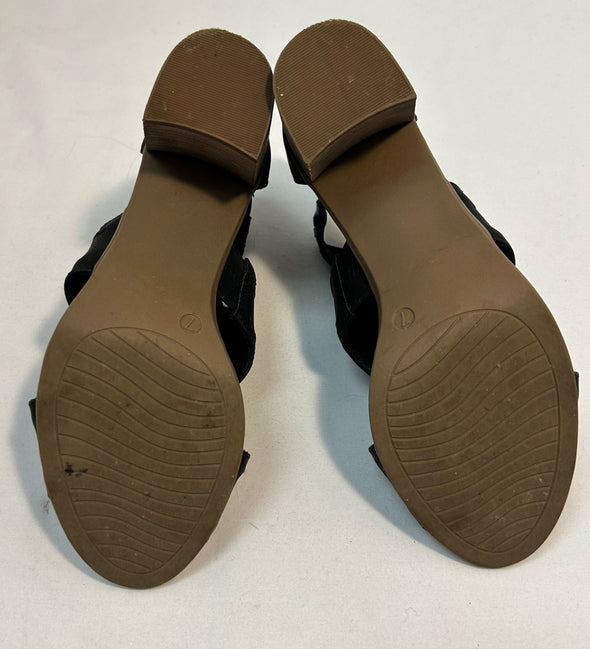 Ladies Black Leather Sandals, Size 7, Good Used Condition