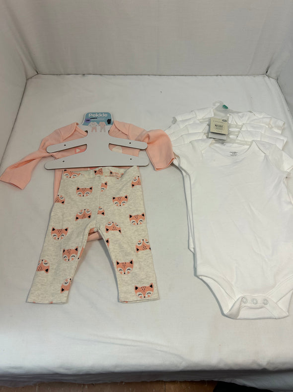 Infant Girl's 7  Piece Set, Body Suit & Pants, 5 SS Onesies, 3 Months