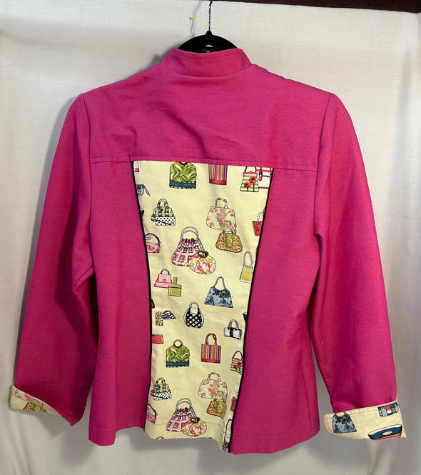 Ladies Long Sleeve Jacket, Pink & Print, Size XS
