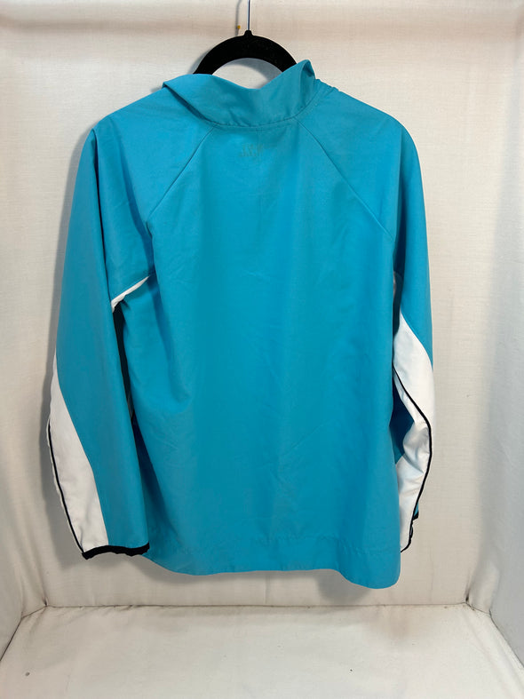 Ladies Windbreaker Running Jacket, Turquoise/White, Med,