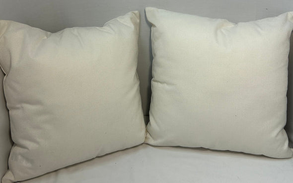 Pair of Toss Cushions With Script, White, 18" x 18", NEW