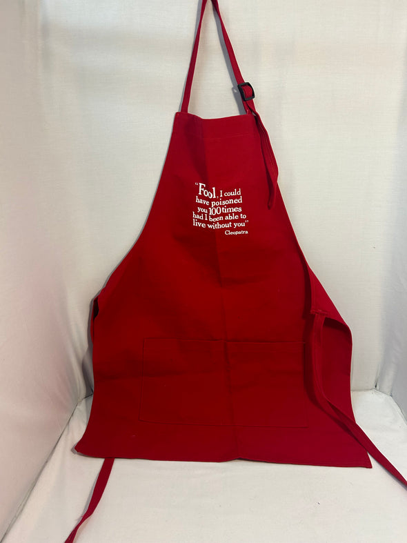 Red Apron With Script, O/S, NEW With Tags