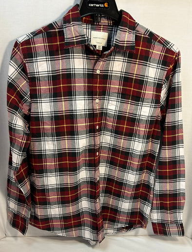 Men's Red/White Plaid Oxford Button-Up Shirt, Size MMM, NEW