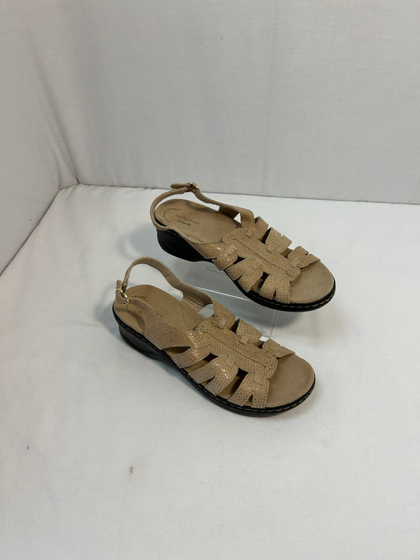 Ladies 2" Sling Back Sandals, Beige Size 8.5, NEW