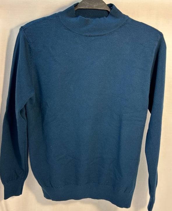 Ladies Mock Neck Sweater, Blue, Size Large