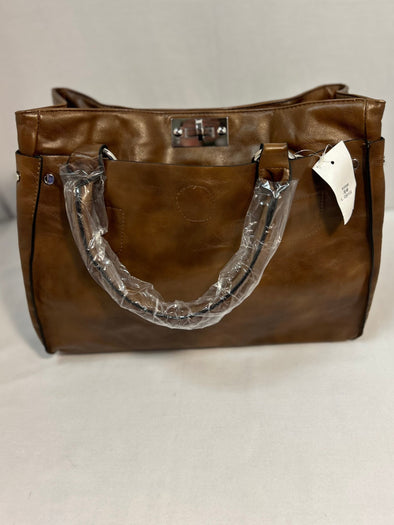 Women's Tote/Handbag, Brown Pleather, 13" x 10" NEW