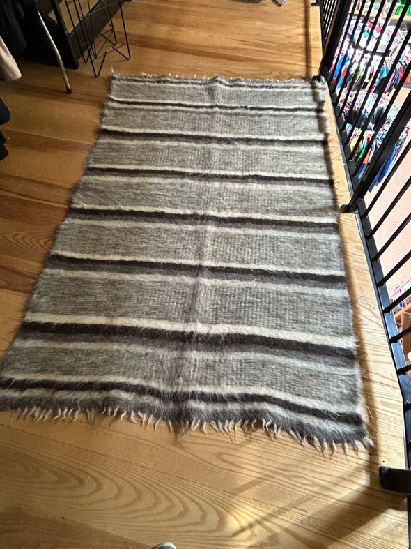 2-Tone Grey & White Wool Rug, 53" x 80"