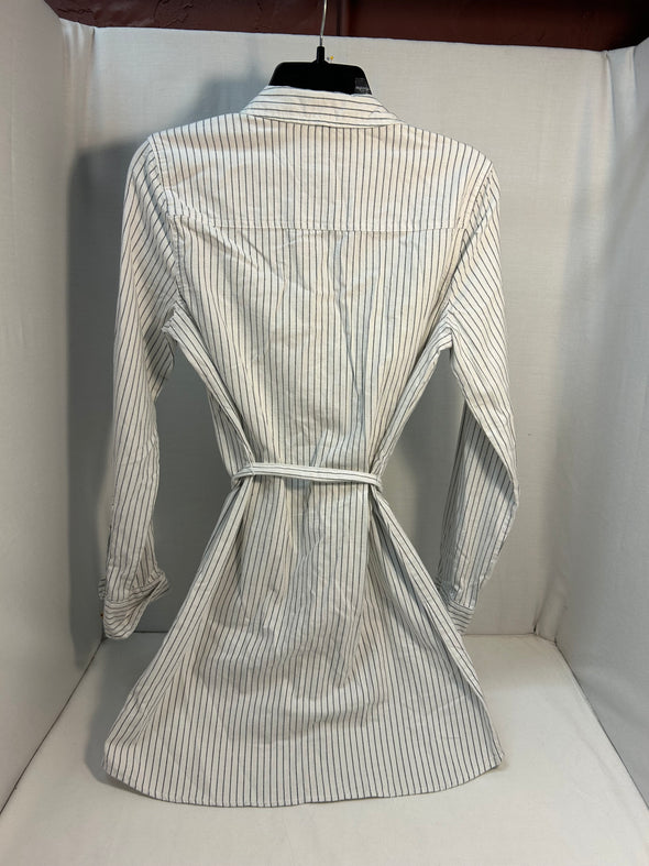 Ladies Long Sleeve White/Navy  Stripe Dress, Small, NEW