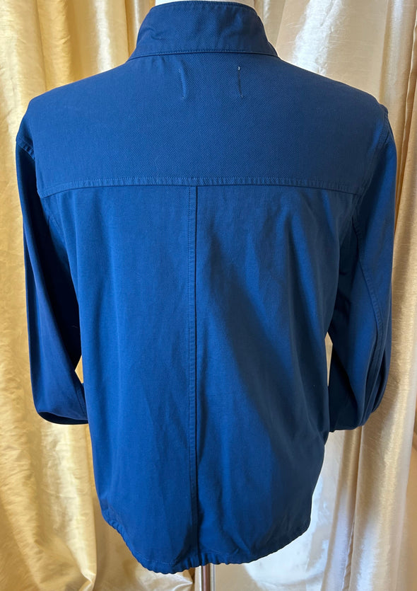 Ladies Long Sleeve Blue Jacket, Snap & Zipper Front, Size Large