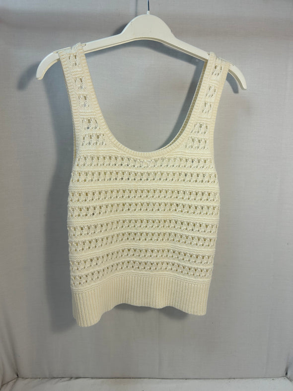 Ladies Crafter Cream Colour Crochet Knit Top, Size Med, NEW