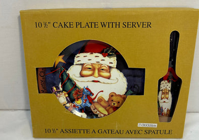 Santa Cake Plate With Server, 10.5"
