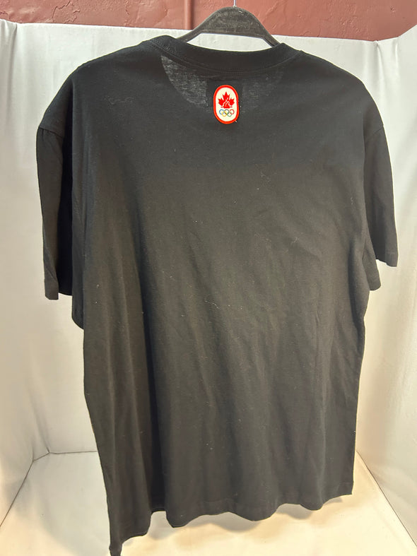 Men’s Short Sleeve Olympic Hockey T Shirt, Black, Size Large