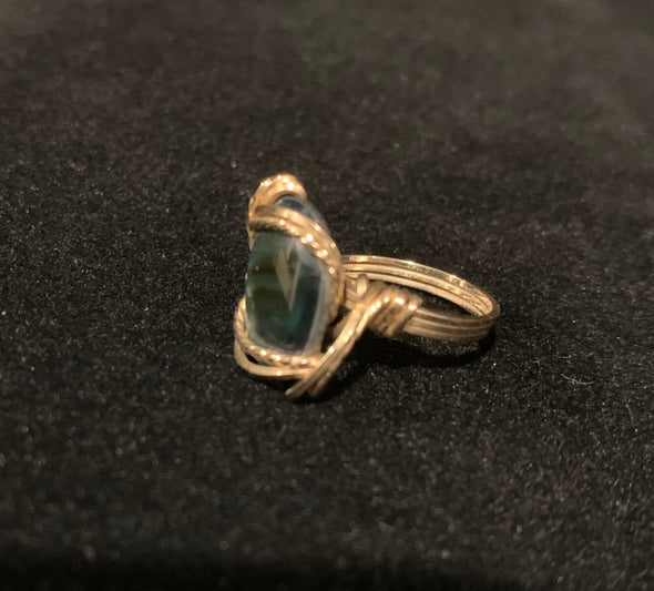 Gold Wire Wrapped Shell Ring (size 2.5)