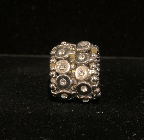 Costume Silver Earrings and Expandable Ring