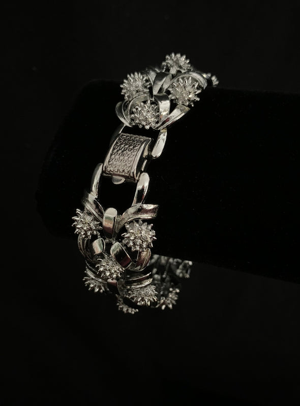 Costume Coro Silver Flower Bracelet