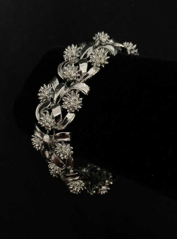 Costume Coro Silver Flower Bracelet