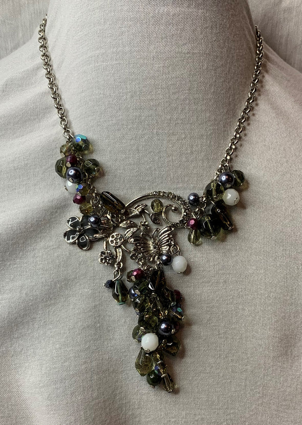 Crystal and Rhinestone Butterfly Necklace
