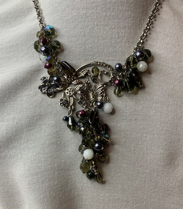 Crystal and Rhinestone Butterfly Necklace