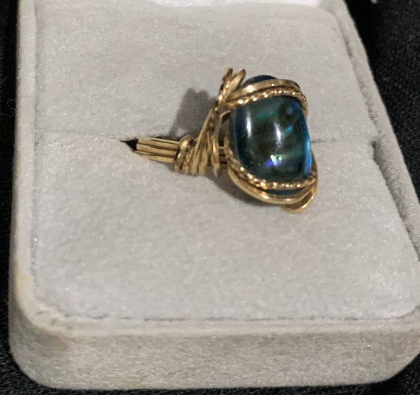 Gold Wire Wrapped Shell Ring (size 2.5)