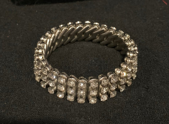 White Rhinestone Expandable Bracelet