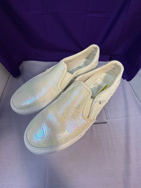 Ladies Iridescent Pearl Slip-On Sneakers, Size 7, Like New