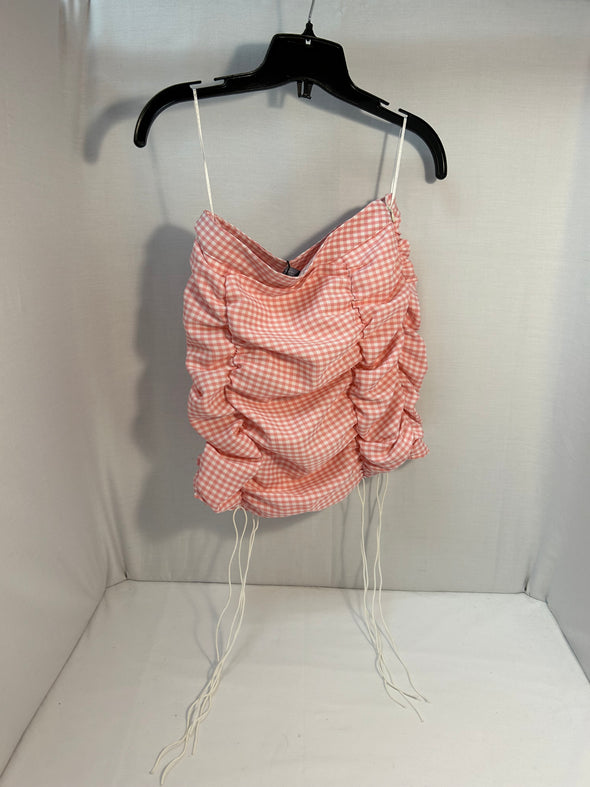 Strapless Pink Gingham Summer Top, Size 8, New