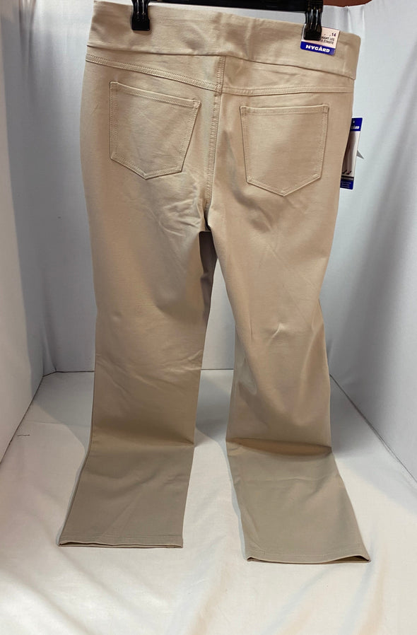 Women's Elastic Stretch Pull-On Pants, Pockets Taupe Size 14 New With Tags