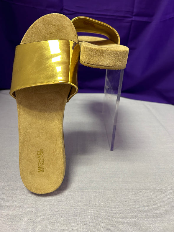 Women's Slip-On Mules, Flat, Gold Colour, Size 9M