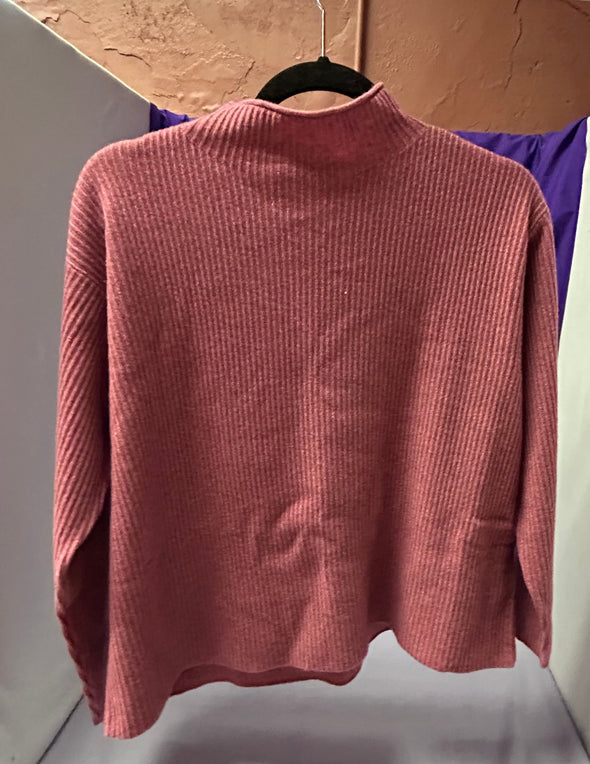Ladies Long Sleeve Cashmere Sweater, Plum, Size Small