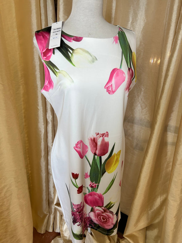 Ladies Pink & White Floral Dress, Size XL, NEW With Tags