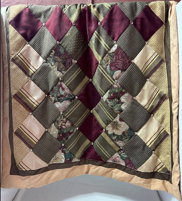 Lap Quilt,, Purple/Green/Beige, 56" x 36"