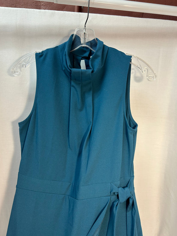 Ladies Teal Sleeveless Dress, Size 8, Made in London