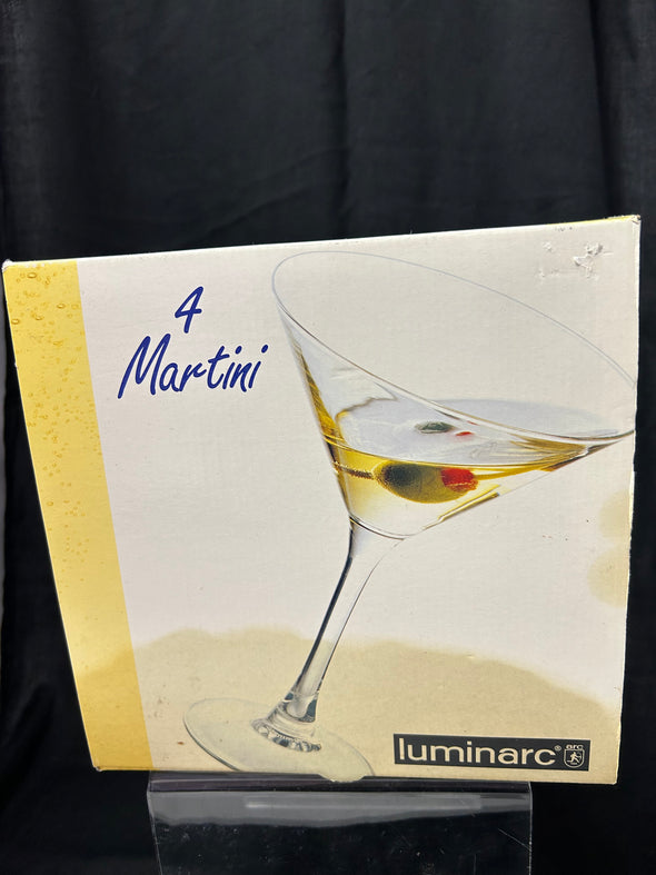 Martini Glasses, Clear Glass, 4 Piece