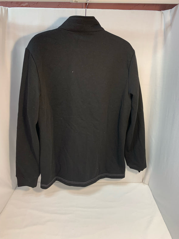 Men's Half-Zip Pullover Long Sleeve Top, Black/White/Grey, Size M