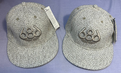 2 Ball Caps, 3" Peak, Grey, Size Large