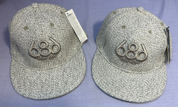 2 Ball Caps, 3" Peak, Grey, Size Large
